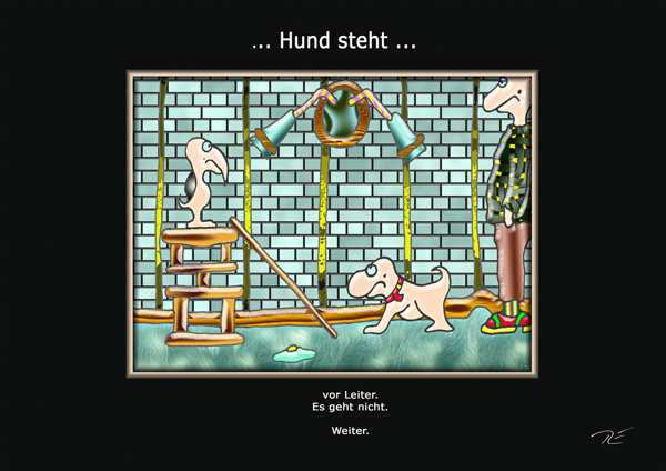 ... Hund steht ...