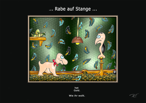 ... Rabe auf Stange ...